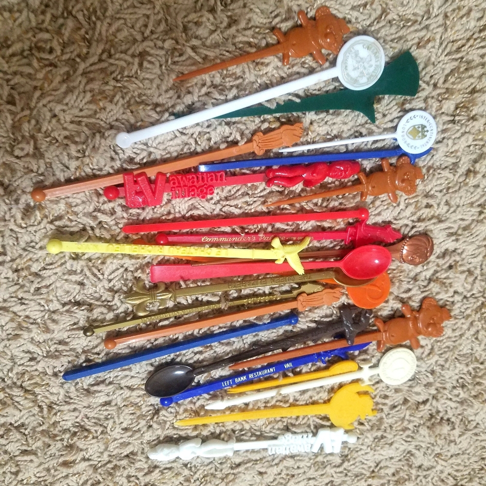 Vintage x15 Lot Cocktail Bar Stir Sticks Random
